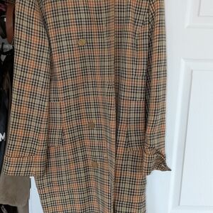 Tory Burch Tan and Black Plaid Pea Coat